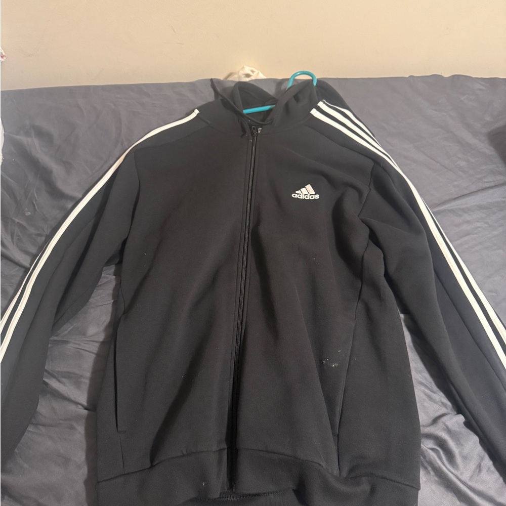 Adidas Black Hoodie with White Label